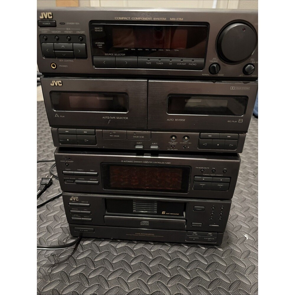 RARE JVC MX-77MTN Stereo System Dual Cassette CD Changer Receiver for parts